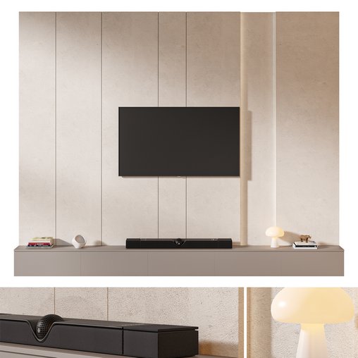 TV wall set 04 3d model Download  Buy 3dbrute